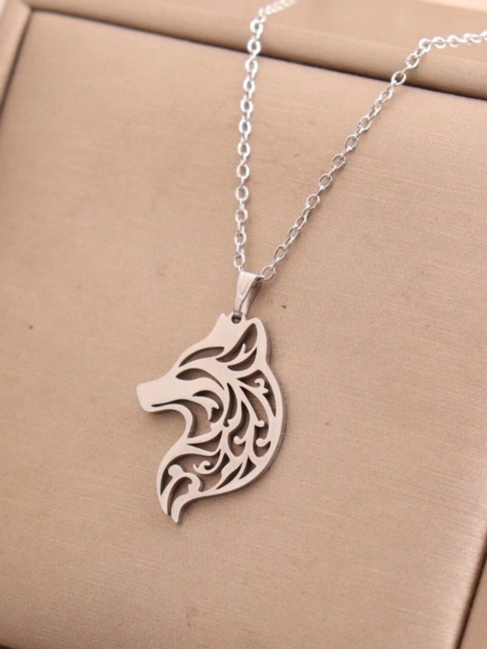 Stainless Steel Wolf Pendant Necklace